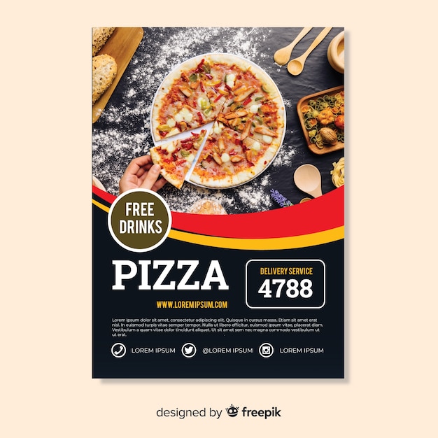 Free Vector Photographic Pizza Flyer Template