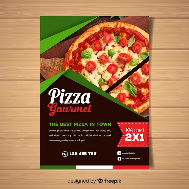 Photographic pizza restaurant flyer | Free Vector