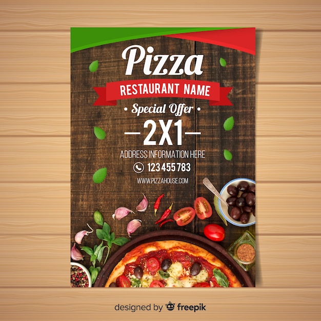 Free Vector Photographic Pizza Restaurant Flyer