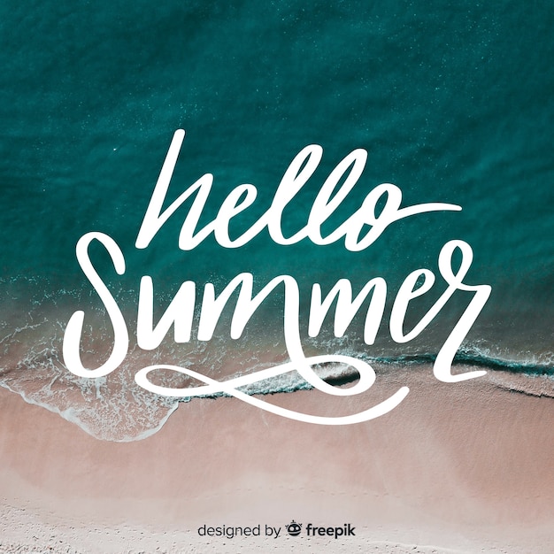 Free Vector | Photographic summer background with lettering