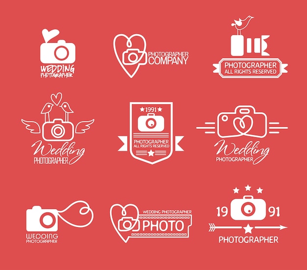 Photography badges and labels in vintage style Premium Vector
