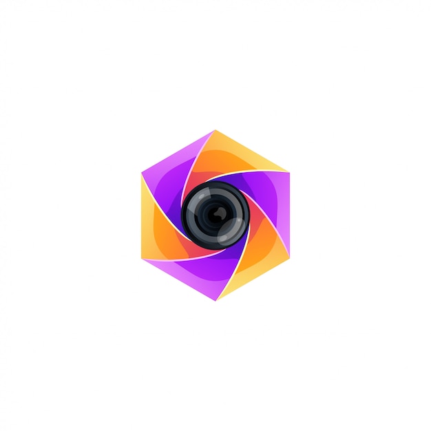 Photography color logo design vector Premium Vector