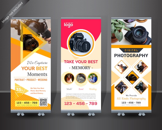 Photography roll up banner design Premium Vector
