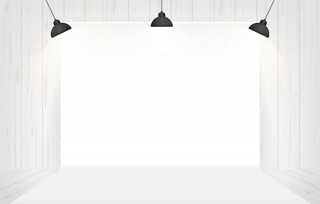 Photography Studio Background With Lighting In White Room