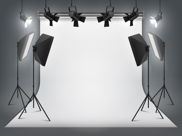 Premium Vector | Photography Studio. Photo Backdrop And Spotlight ...