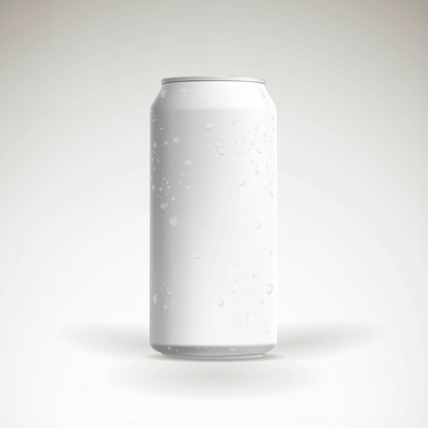 Download Premium Vector Photorealistic Vector Beer Can Mockup With Water Drops