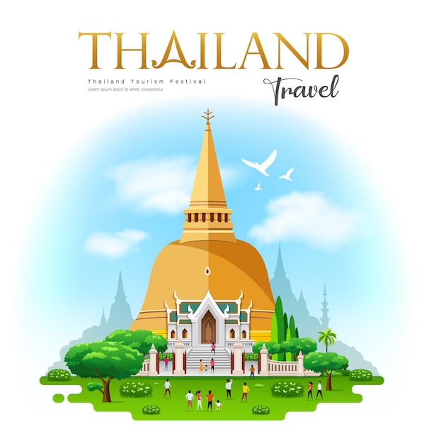 Premium Vector Phra Pathommachedi Is A Stupa In Nakhon Pathom Thailand Travel