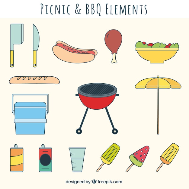 Picnic and bbq element collection