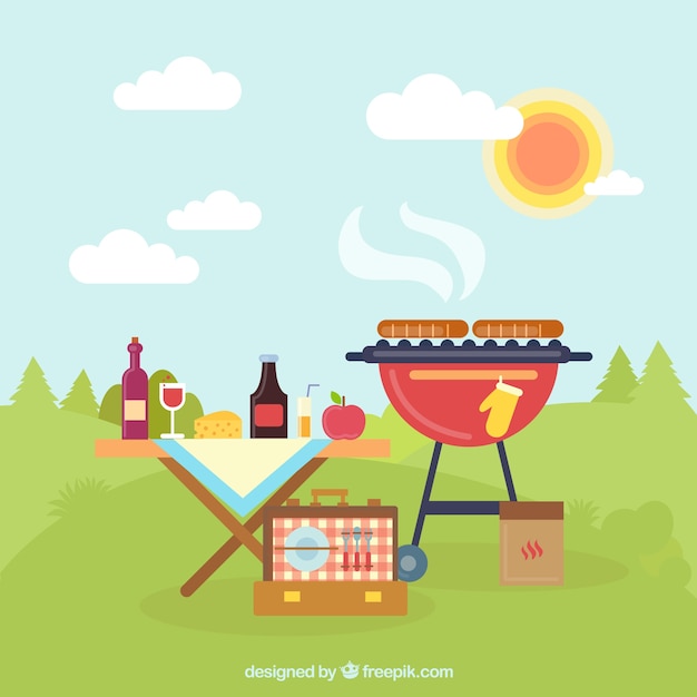 Picnic and bbq in the countryside