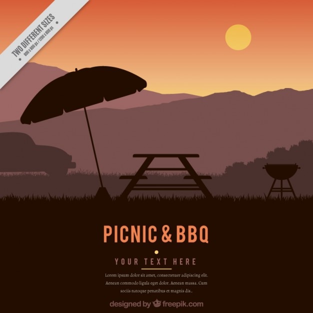 Picnic and bbq sunset background