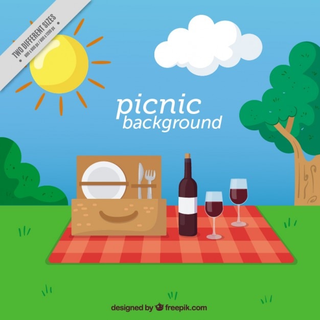 Free Vector | Picnic background in a countryside