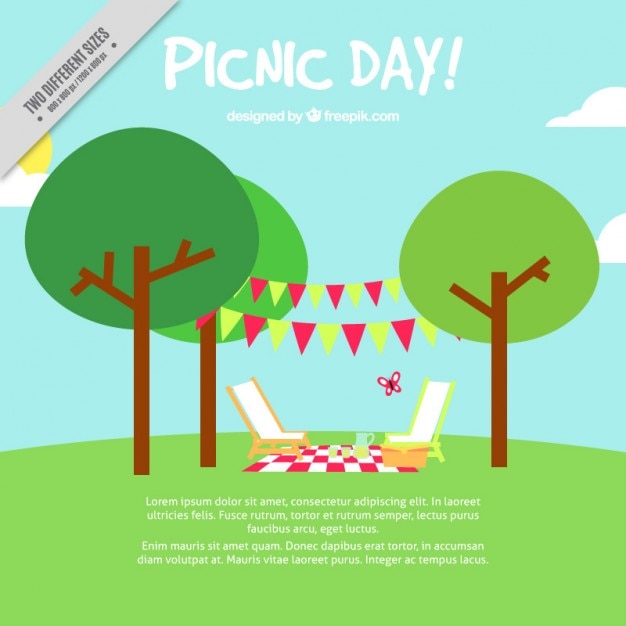 Picnic day background in flat design