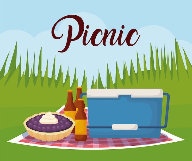 Premium Vector | Picnic landscape concept