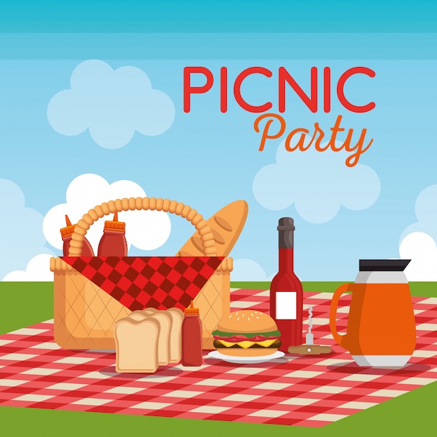 Picnic party celebration scene Vector | Free Download