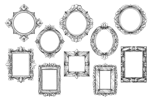 Picture frame sketch illustration Premium Vector