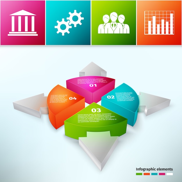 Free Vector Pie chart with arrows 3d