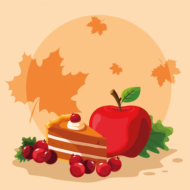 Premium Vector Pie with apple for thanksgiving day