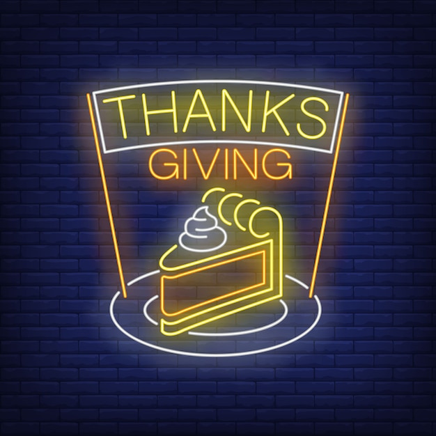 Download Piece of cake on plate neon sign Vector | Free Download