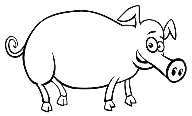 豚の家畜のキャラクター漫画のカラーブック プレミアムベクター