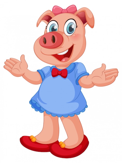 Premium Vector A Pig Female Character