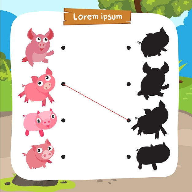 Premium Vector | Pig matching game vector design