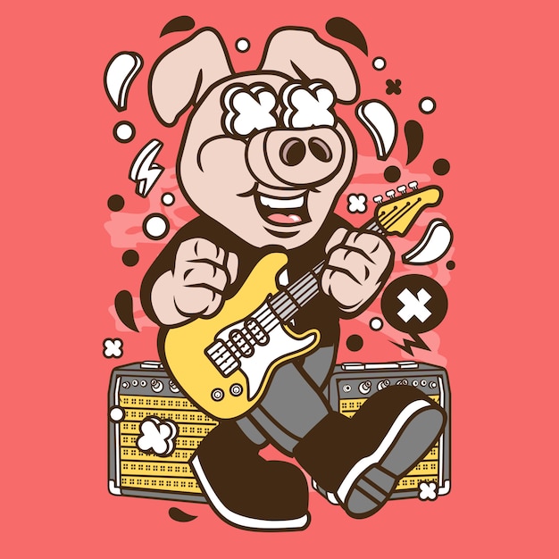 Premium Vector | Pig rocker