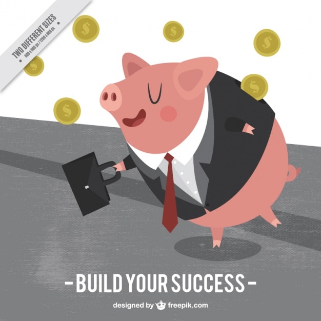 Pig with suit and money