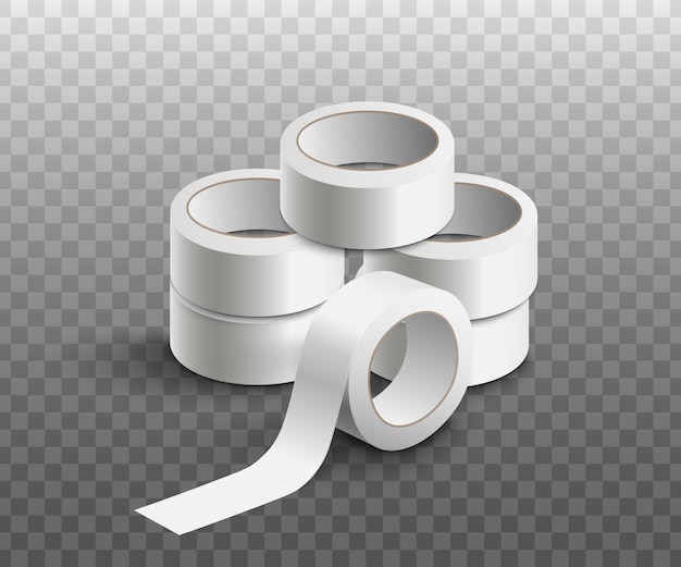 Download Premium Vector | Pile of blank white scotch tape rolls, realistic vector mockup or template ...