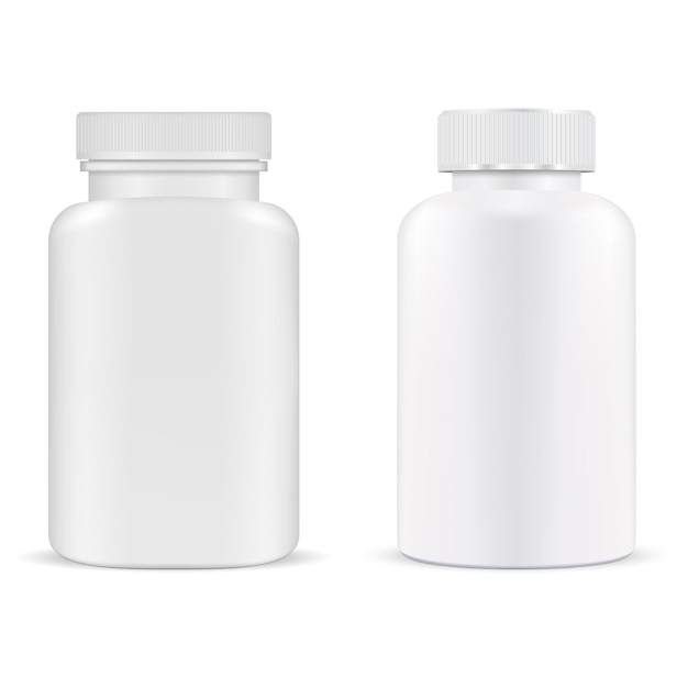 Download Premium Vector Pill Bottle Plastic Supplement Container Vitamin Capsule Jar Isolated Medical Tablet Product Template Prescription Medication Packaging Design Pillbox Antibiotic Cure Medicine Package