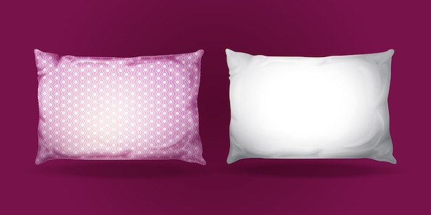 Pillow mockup set. realistic bedding fabric elements. Free Vector