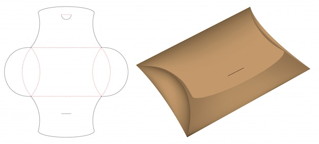Download Free Pillow Pack Box Die Cut Template Mockup 3d Premium Vector PSD Mockups.