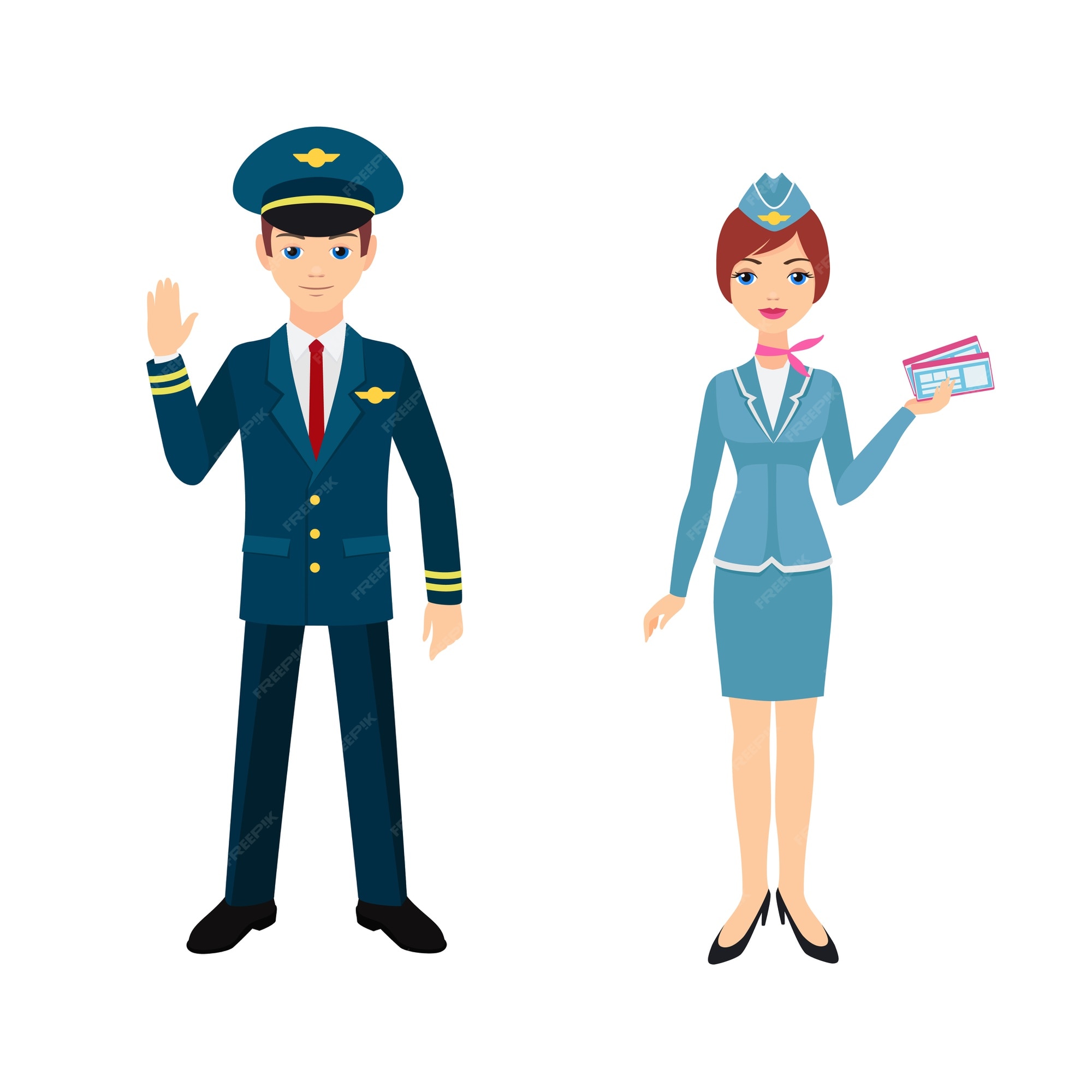 Premium Vector | Pilot and stewardess. illustration isolated on white ...