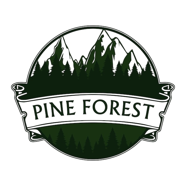 Premium Vector | Pine forest logo circle emblem template premium logo