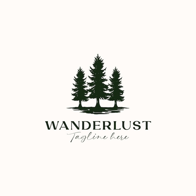 Premium Vector | Pine tree vintage rustic hipster logo template ...