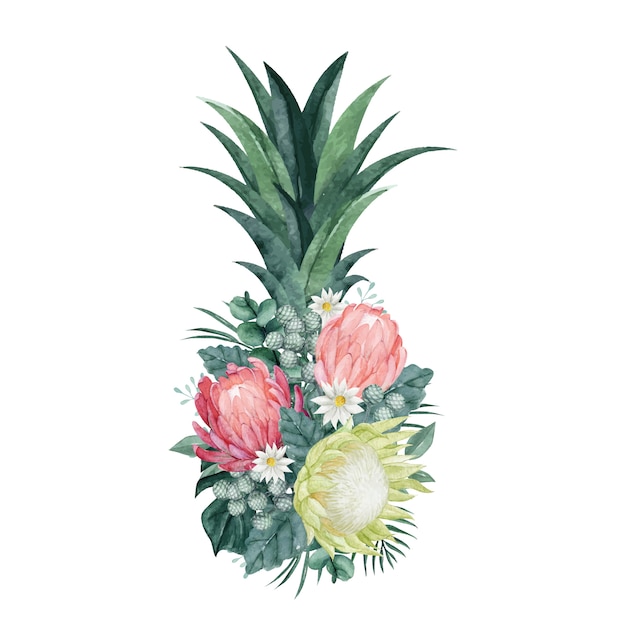 Download Premium Vector | Pineapple floral arrangement with ...