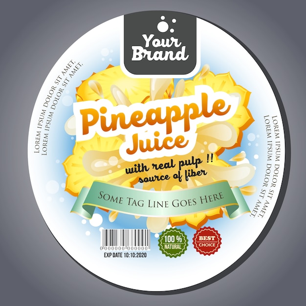 Premium Vector Pineapple Juice Label Sticker