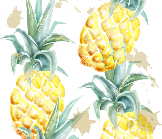 Download Premium Vector | Pineapple pattern watercolor