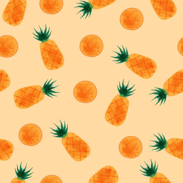 Download Pineapple seamless pattern, watercolor pineapple set ...