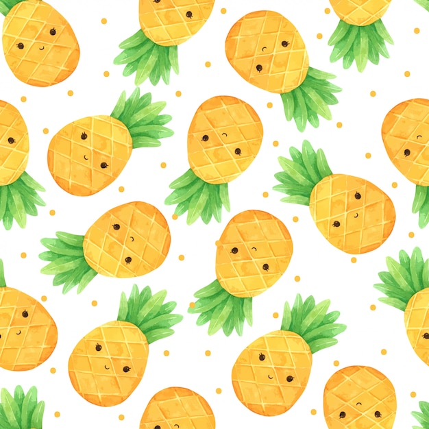 Download Pineapple summer seamless pattern in watercolor | Premium Vector