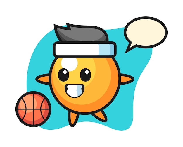 Premium Vector | Ping pong ball cartoon is playing basketball