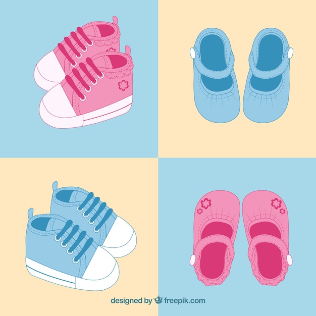 Download Pink and blue baby shoes Vector | Free Download