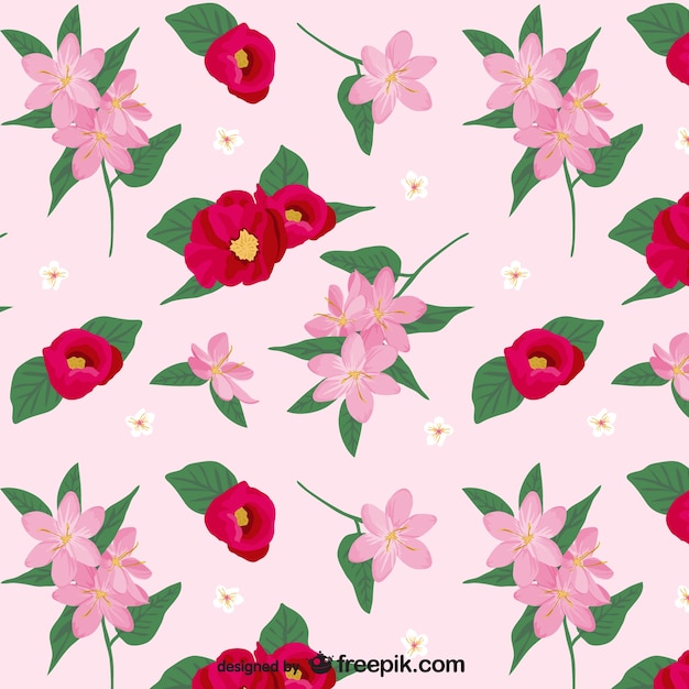 Pink and red flowers pattern