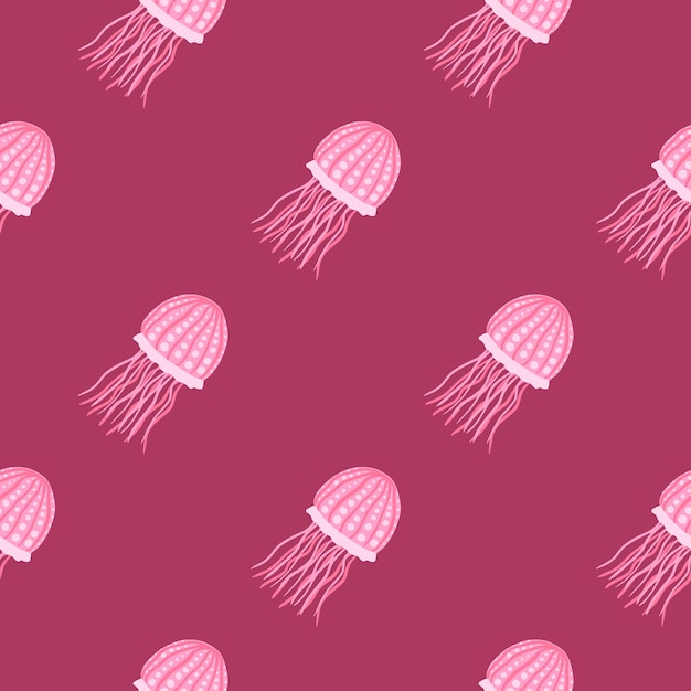 ピンクと白の色の海クラゲのシームレスなパターン プレミアムベクター