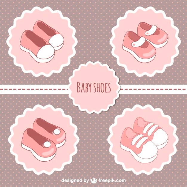 Download Free Vector | Pink baby shoes labels
