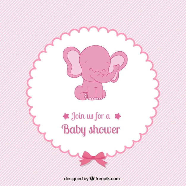 Pink baby shower card in lovely style