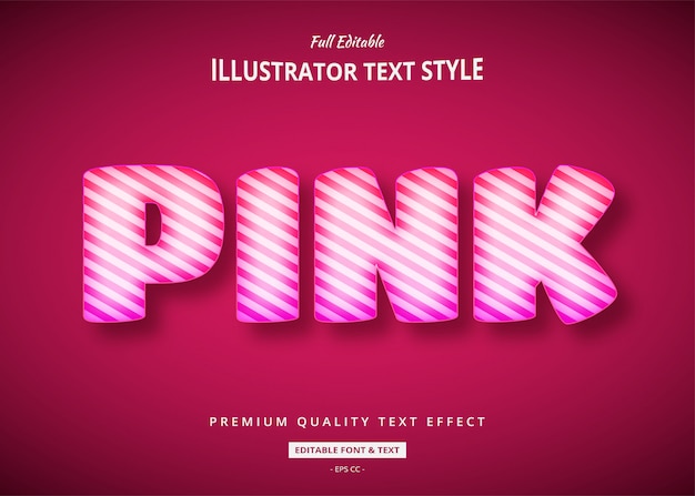 Pink balloon 3d text style effect Premium Vector