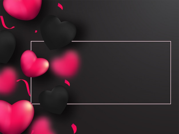 Premium Vector | Pink and black hearts decorated on background