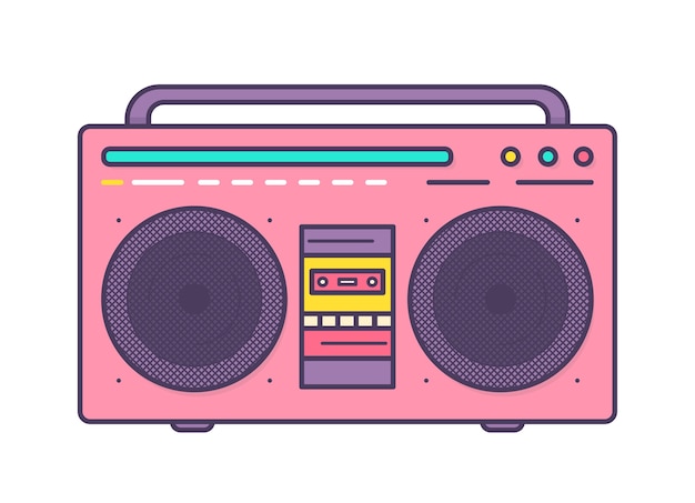 Premium Vector | Pink boombox, portable music player with integrated ...