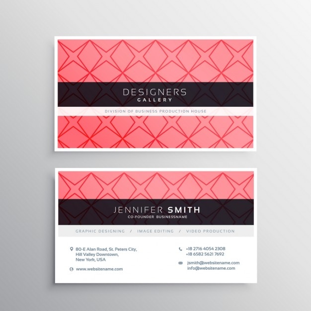 Pink business card template with shapes