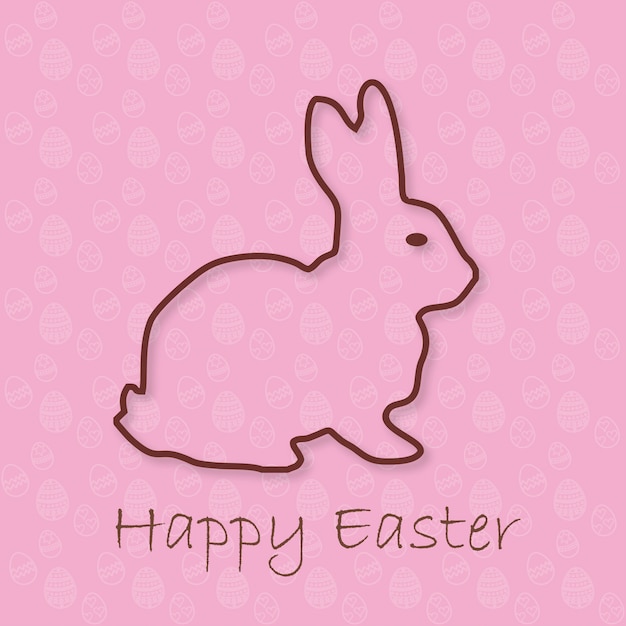 Pink card with an easter rabbit